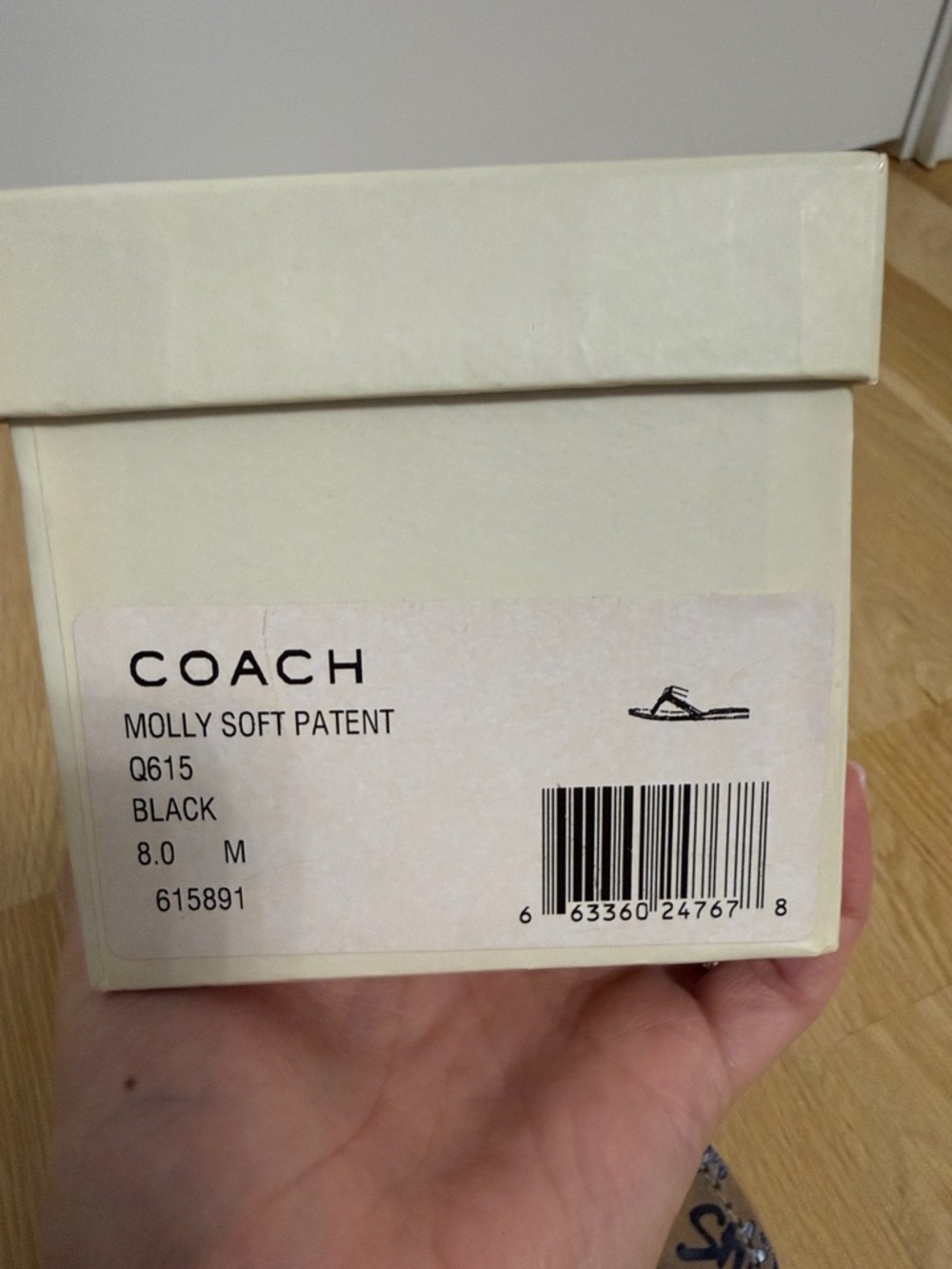 Coach Brown Logo Print Flip Flop Sandals with Black Glossy Straps and Gold Charm - Picture 2 of 5